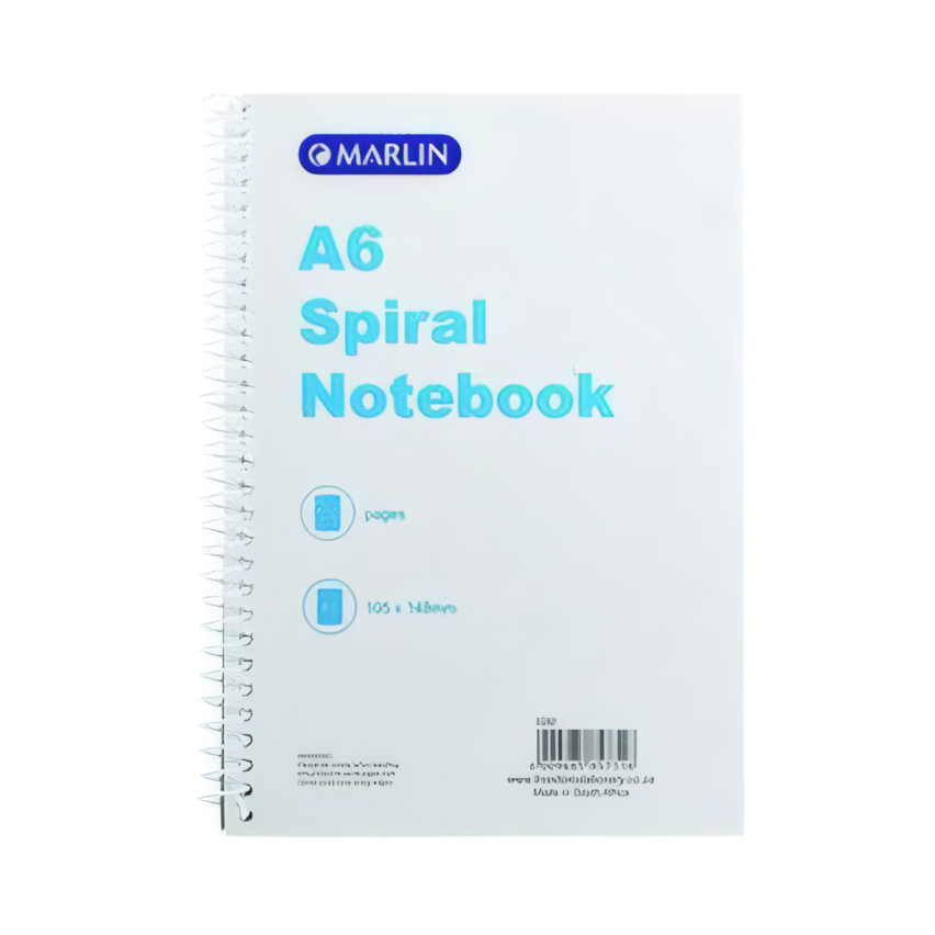 A6 Spiral Bound Notebook with 100 Feint Ruled pages (Bulk Pack of 12)
