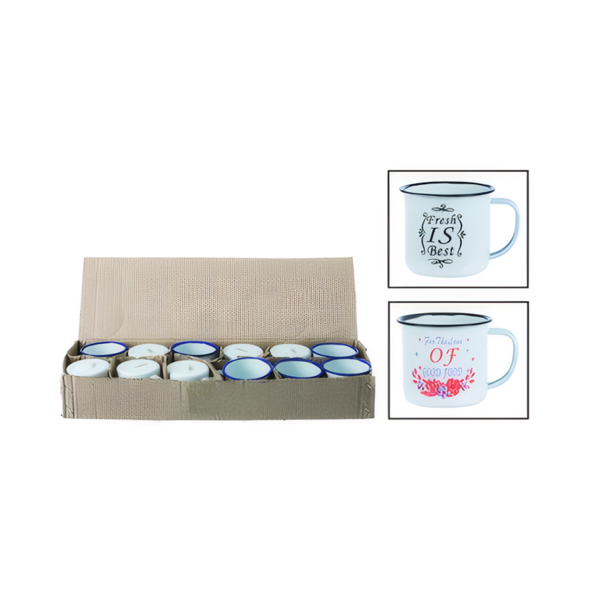 Enamel Mug - Bulk Pack of 12 - 6 cm - Decorated