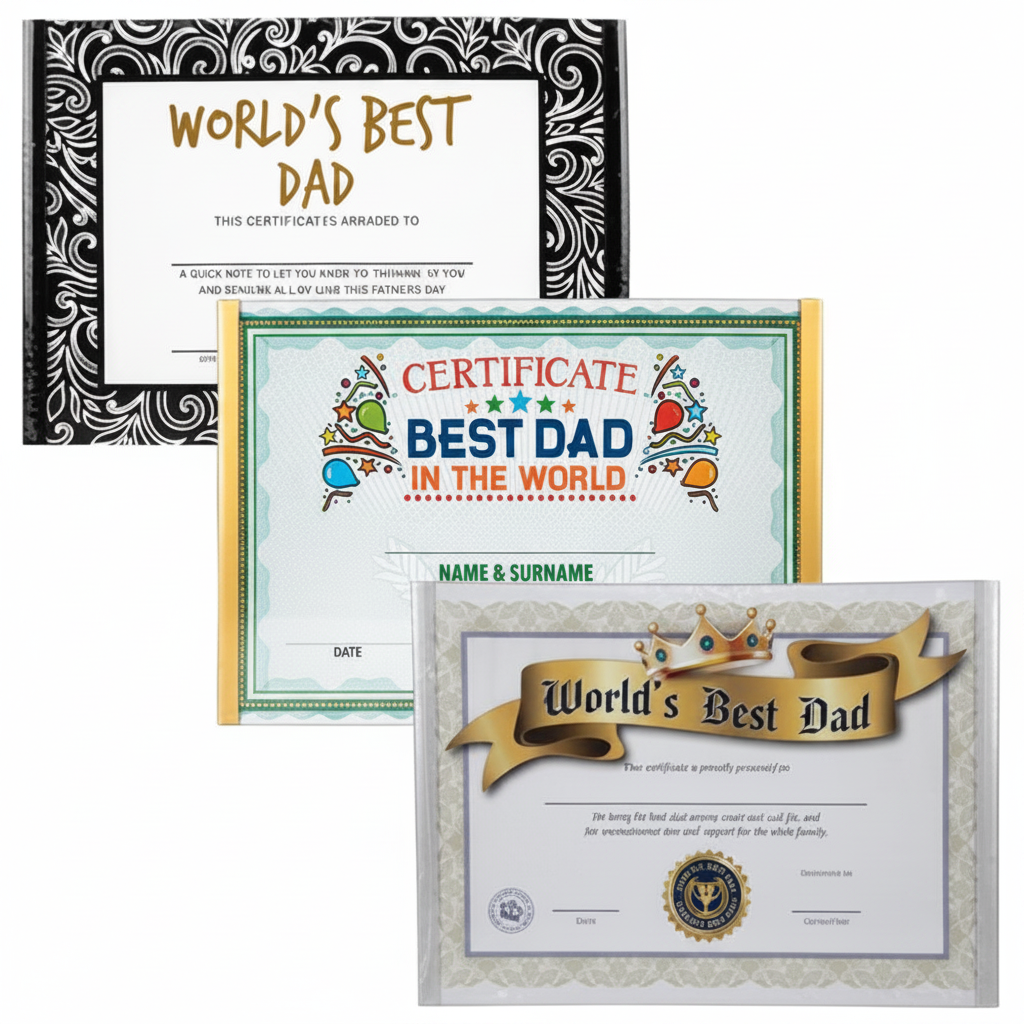 Poster Certificate for Dad in Frame (A4)