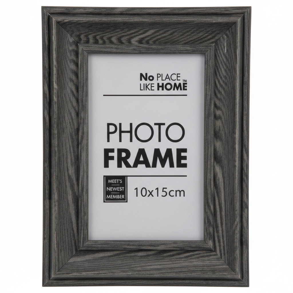 Plastic Picture Frame 10x15 cm Charcoal Grey. Glass Front.