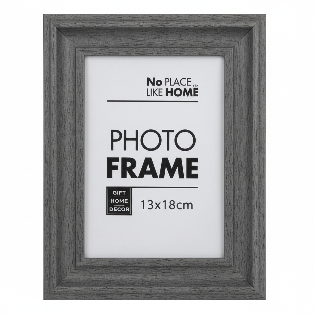 Plastic Picture Frame 13x18 cm Charcoal Grey. Glass Front.