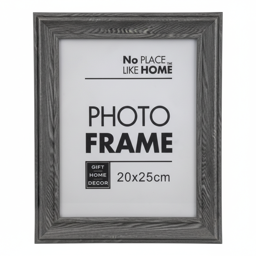 Plastic Picture Frame 20x25 cm Charcoal Grey. Glass Front.
