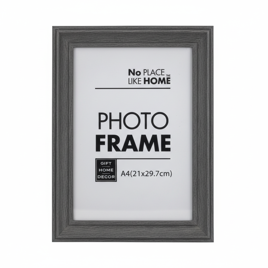 Plastic Picture Frame Certificate A4 Charcoalg Grey. Glass Front.