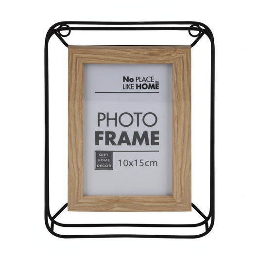 Picture Frame Square Metal & Wood 10x15 cm. Glass Front.