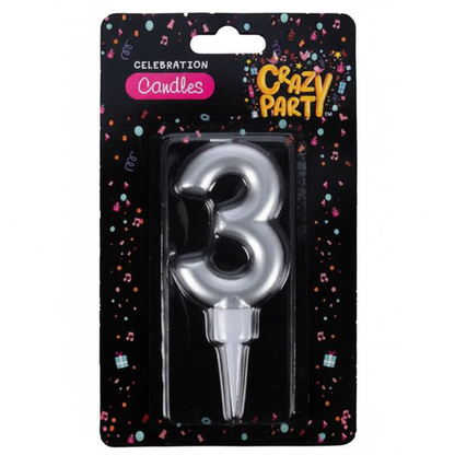 Large Birthday Candles with Foil Number 3