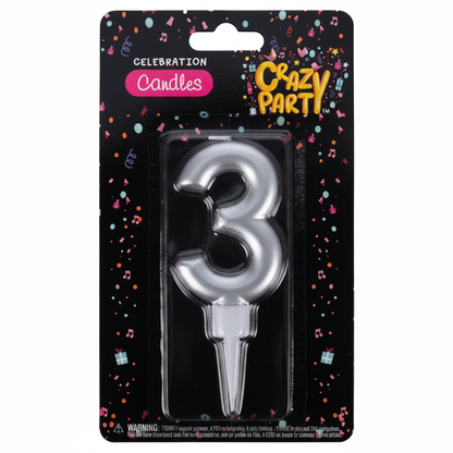 Large Birthday Candles with Foil Number 3