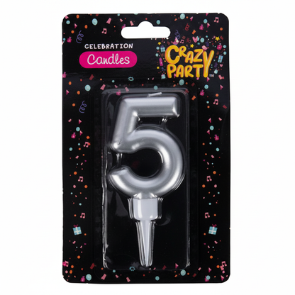 Foil Birthday Numbers Candles - Number 5 (Large)