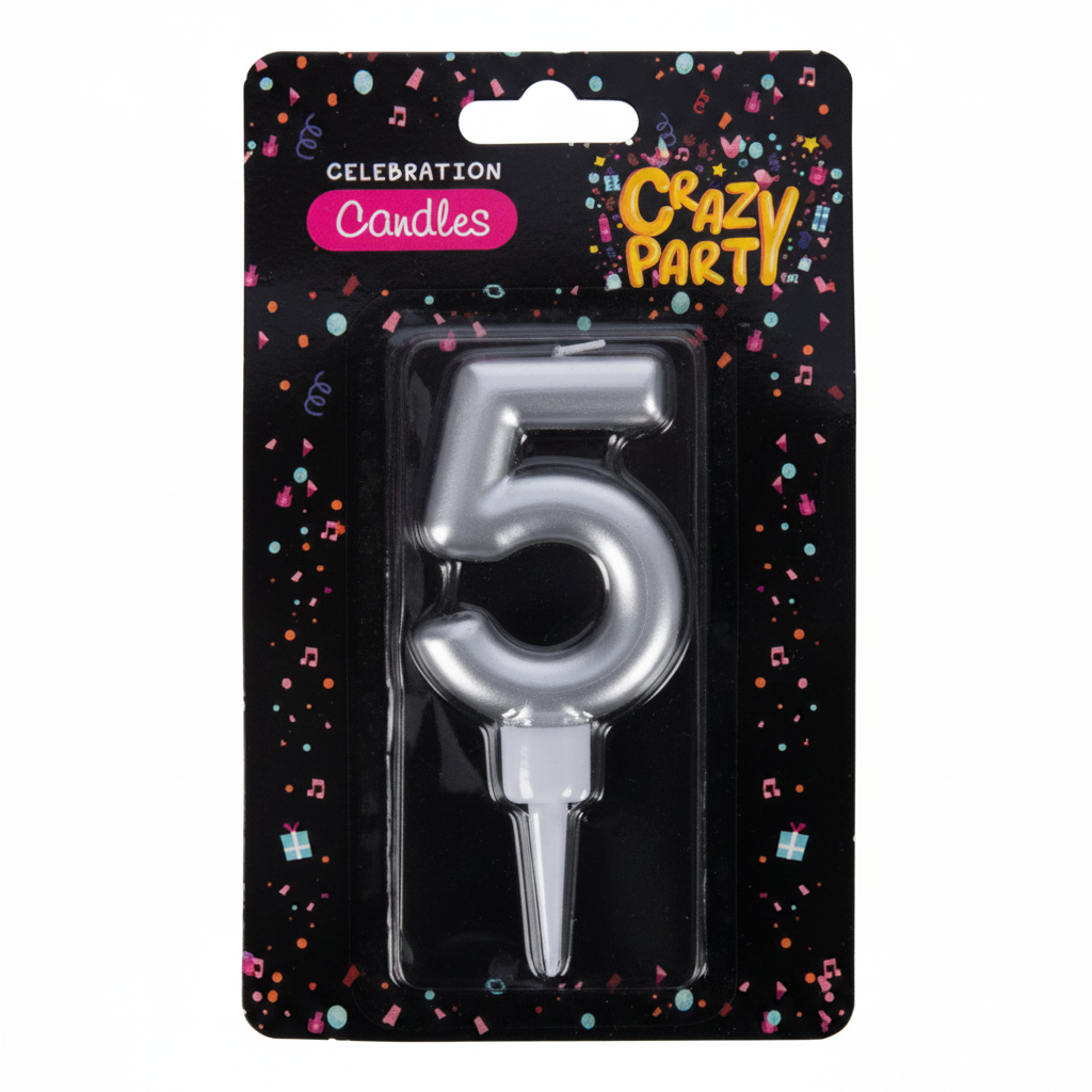 Foil Birthday Numbers Candles - Number 5 (Large)