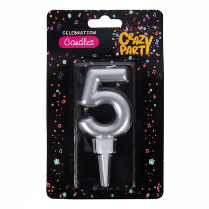 Foil Birthday Numbers Candles - Number 5 (Large)