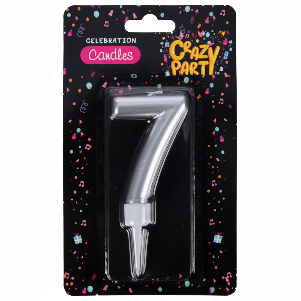 Birthday Candles with Foil Number Seven (Large)