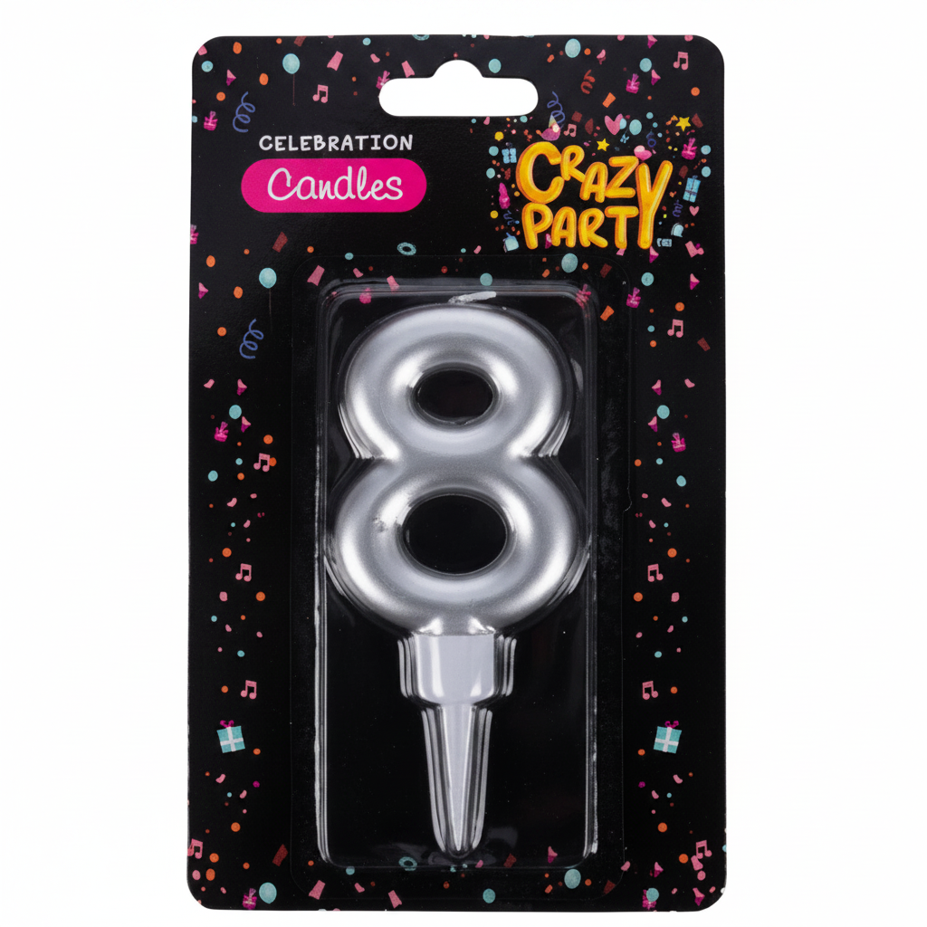 Foil Birthday Number 8 Candles (Large)