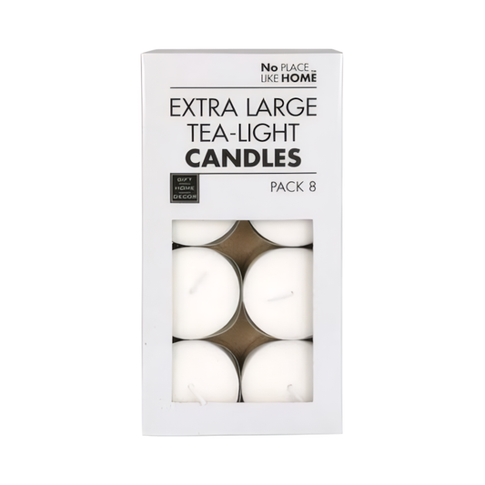 Large White Tea Light Candles - 5 cm - Box of 8