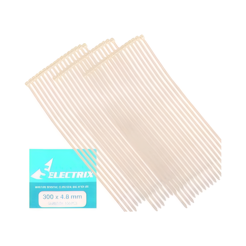 White Cable Ties in a Pack of 100 (4.8 mm x 300 mm)