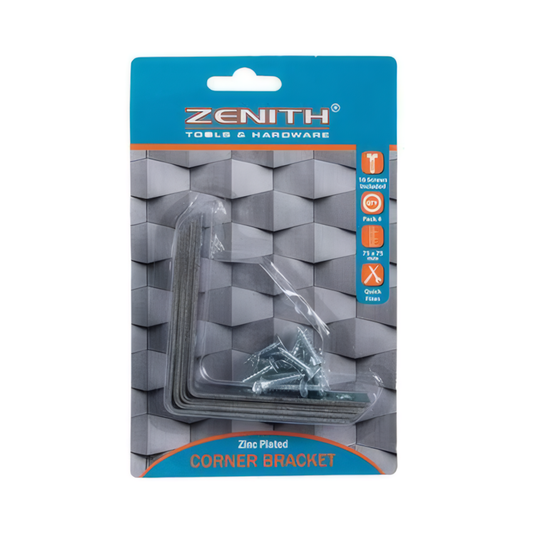 Corner Bracket Steel - 75 mm x 75 mm - Screw - 4 Pieces