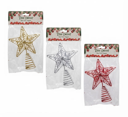 Star Tree Topper for Christmas Tree Decoration (14 x 18 cm) - Various Colours