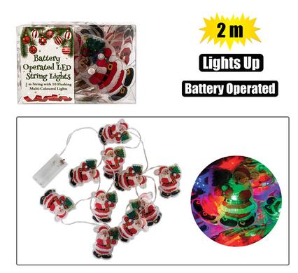 Indoor Battery Operated Christmas Themed Lights - 10 LED - 2m