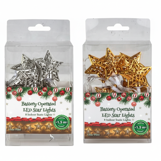 LED Star Christmas Lights Battery Operated 1.5m