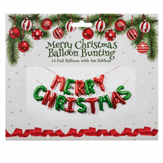Christmas Balloon Banner Foil 14pc 4 Meter