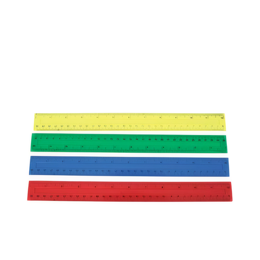 Plastic Ruler - Bulk Pack of 12 - 30 cm - Assorted Colours