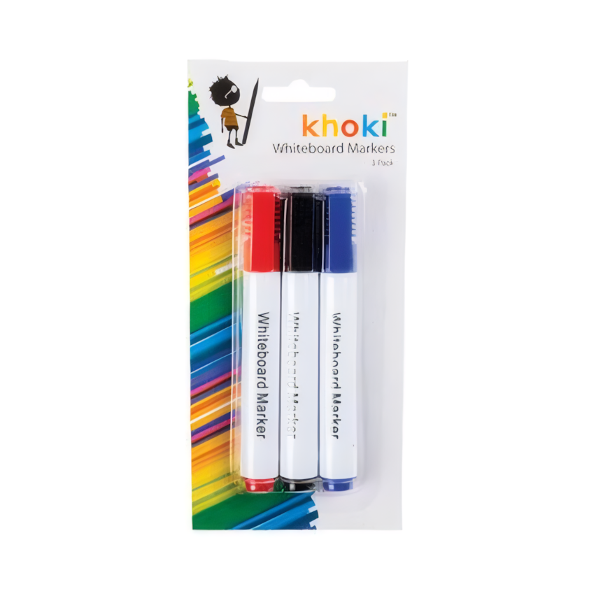 Red, Black, Blue Whiteboard Markers with Large Round Tip (3-pack)