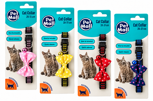 Cat Collar with Bell and Bow - 30 cm - Assorted