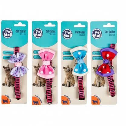 Cat Collar with Bell and Bow - 30 cm - Assorted
