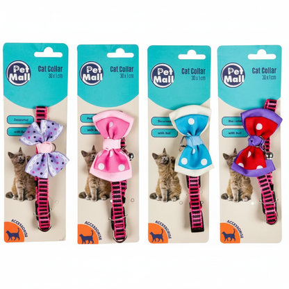 Cat Collar with Bell and Bow - 30 cm - Assorted