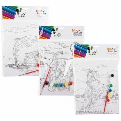 Paint Set to Learn To Paint with 24 cm x 30 cm Pictures to Paint, Paints and 1 Brush