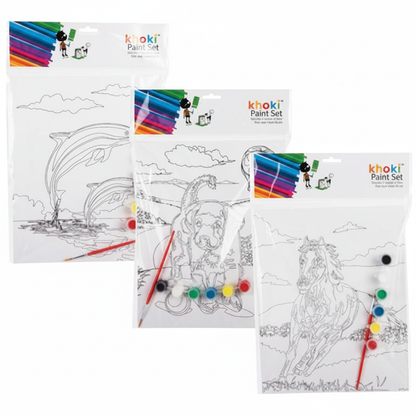 Paint Set to Learn To Paint with 24 cm x 30 cm Pictures to Paint, Paints and 1 Brush