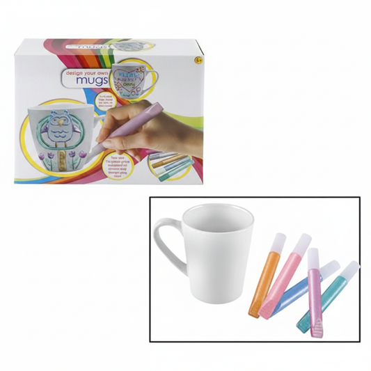 Ceramic Art and Craft Mug Set with 3D Paint Pens (2 Mugs)