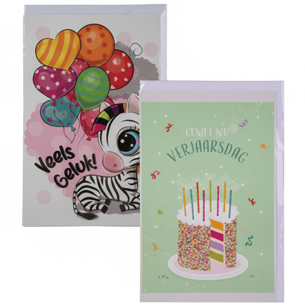 Birthday Card & Envelope - Girl Afrikaans