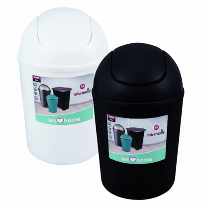 Waste Paper Basket with Swing Lid (5 Litre, 30 cm) - Various Colours