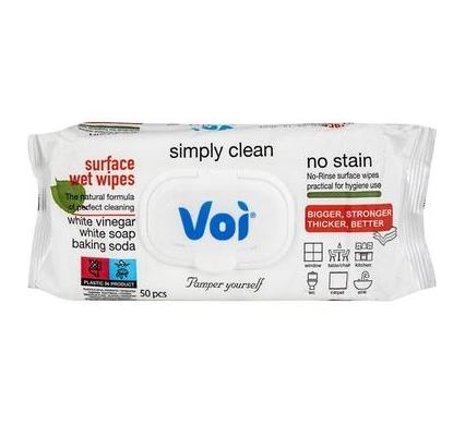 Voi Wet Wipes Surface Cleaner - 50 Pieces