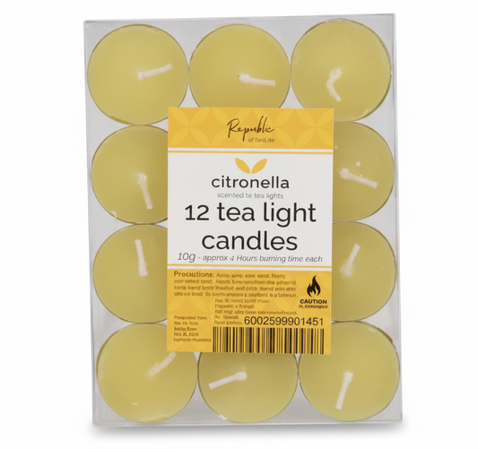 Candle Citronella Tealight - Pack of 12 - 10g Each