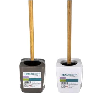 Toilet Brush with Bamboo Handle - Includes Stand - Assorted