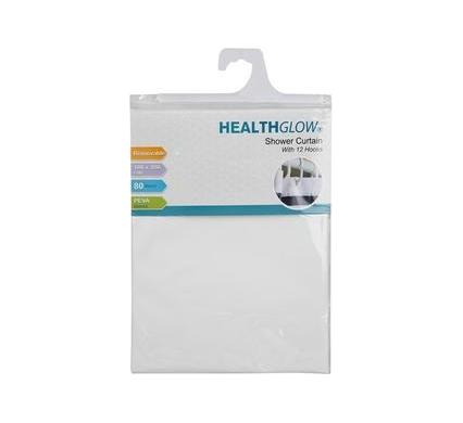 Shower Curtain Plastic - Includes 12 Hooks - 183 x 183 cm