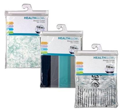 Plastic Shower Curtain - 180 cm x 180 cm - Includes 12 Hooks