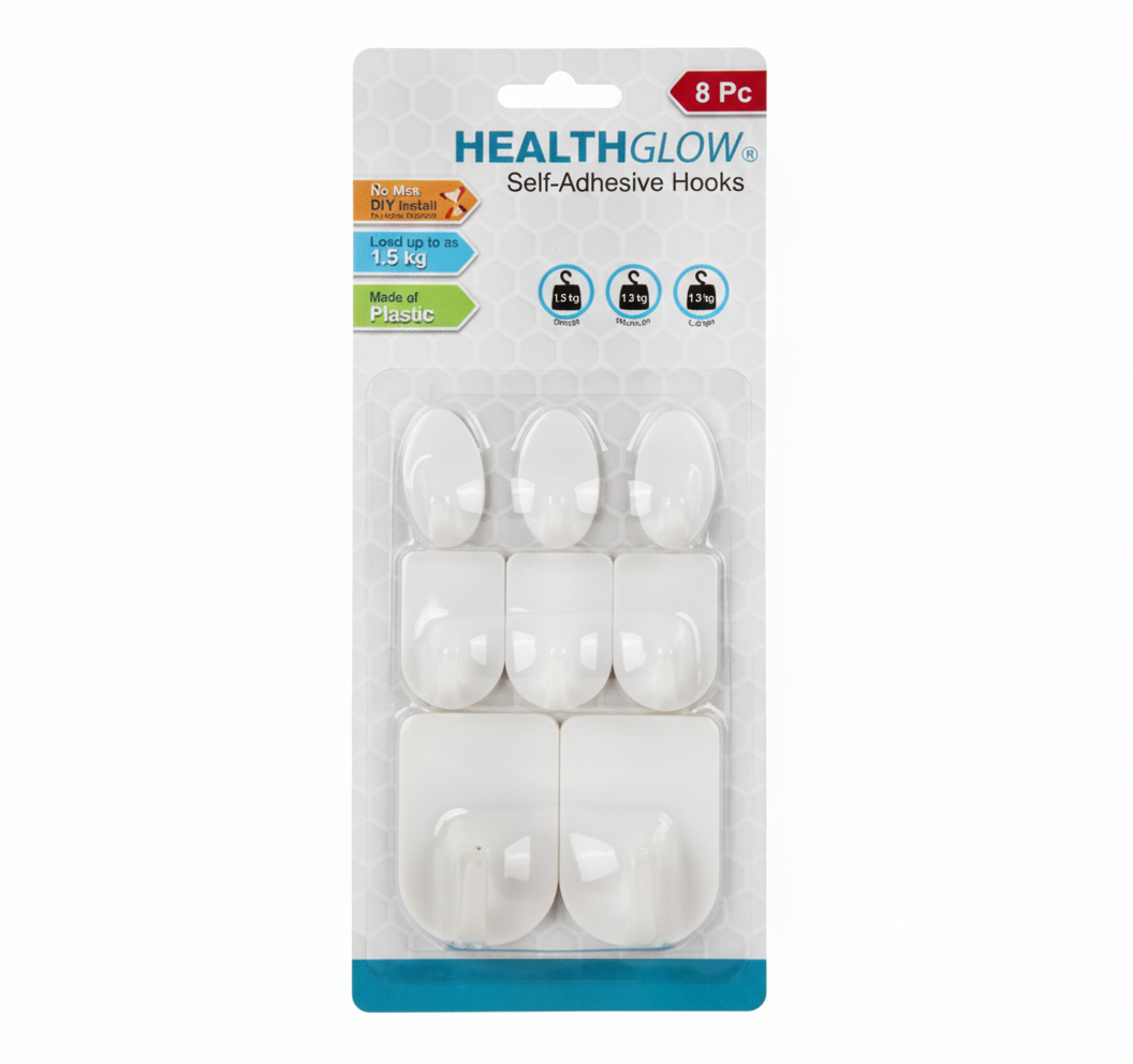 Hook Plastic Self Adhesive - Educational - 8 Piece