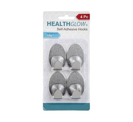Self Adhesive Stainless Steel Hooks - Pack of 4