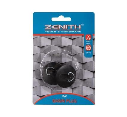Zenith Rubber Basin Plug - Black - 2 Piece Pack