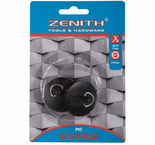 Zenith Rubber Basin Plug - Black - 2 Piece Pack