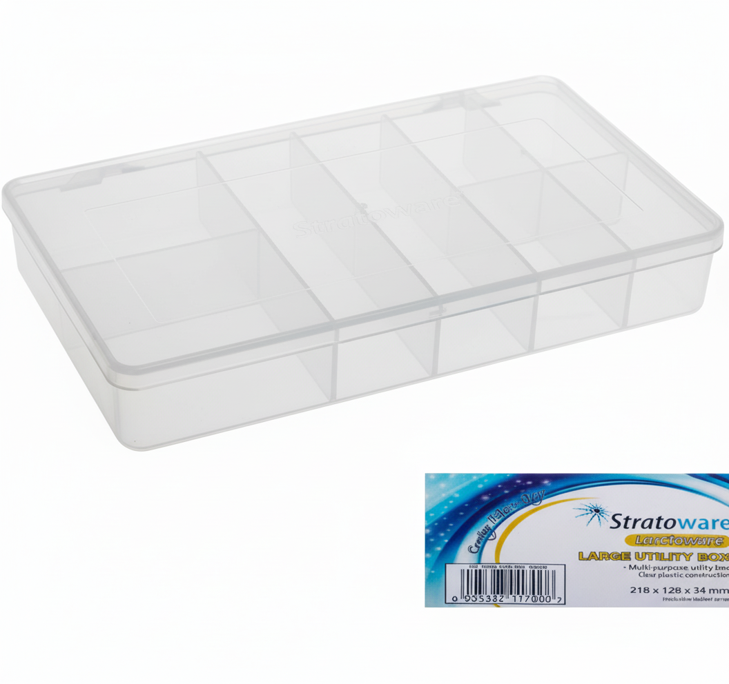 Large Utility Box with 8 Compartments (21.8 x 12.8 x 3.4 cm)