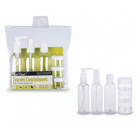 Travel Set in Pouch (6 Piece with 3 x 100 ml Bottles and 3 x 15 ml Containers)