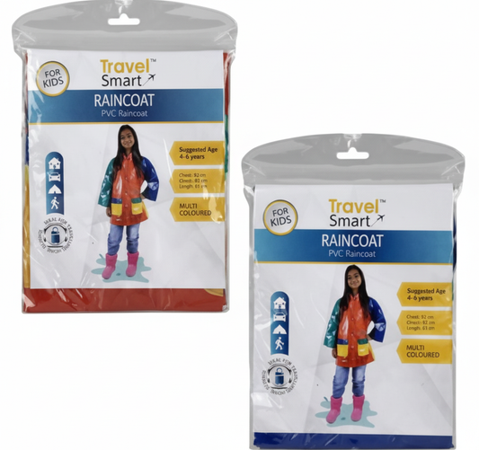 Multicolour Polyvinyl Chloride Raincoat for Kids (Size 4-6)
