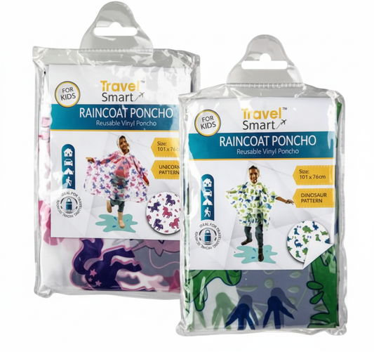 PEVA Raincoat Poncho for Kids with Assorted Designs (2 Pieces, 101 x 76 cm)