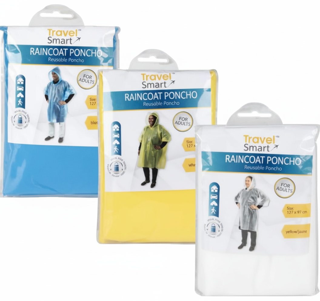 Vinyl Raincoat Poncho for Adults in Various Colours - 117 x 97 cm