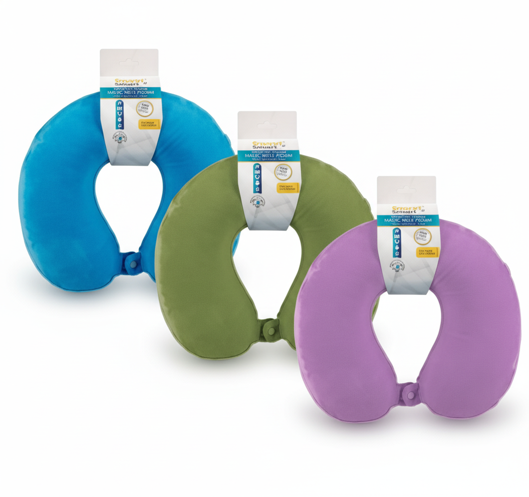 Memory Foam Travel Neck Pillow in Various Colours (30x26 cm)