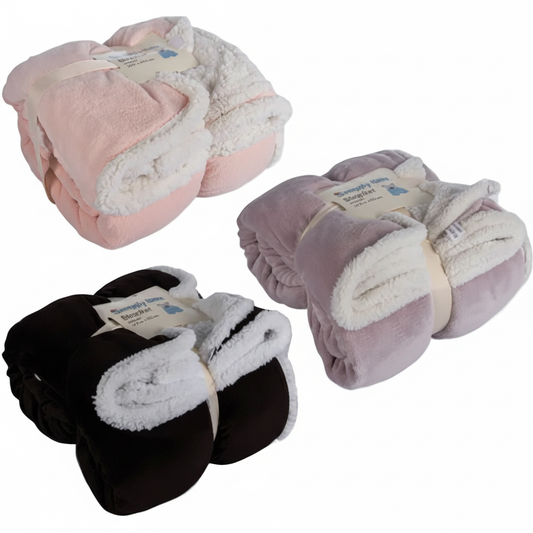 Flannel Blanket with Sherpa - 200cm x 200cm - Various Colors