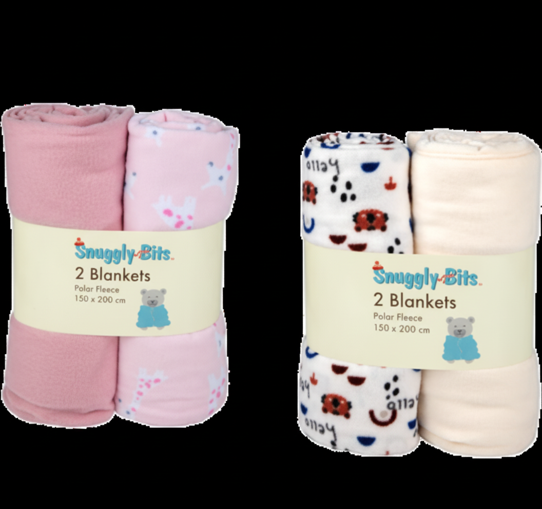 Blanket Polar Fleece - 2 Piece Set - 150 x 200 cm - Various Colors