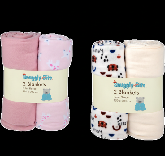 Blanket Polar Fleece - 2 Piece Set - 150 x 200 cm - Various Colors